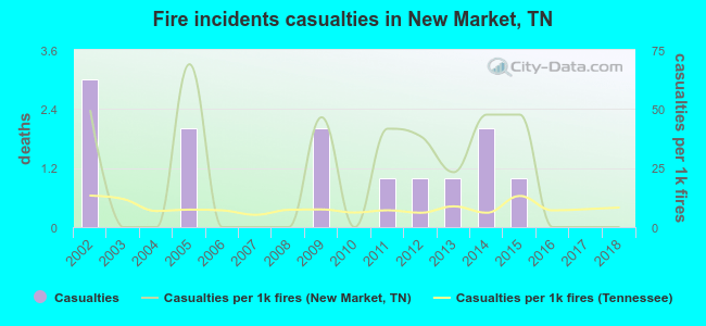 Fire incidents casualties in New Market, TN