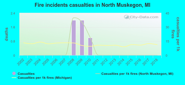 Fire incidents casualties in North Muskegon, MI