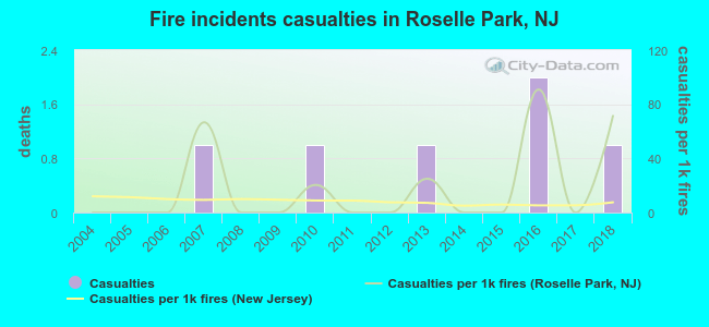 Fire incidents casualties in Roselle Park, NJ