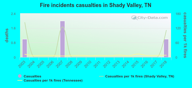 Fire incidents casualties in Shady Valley, TN