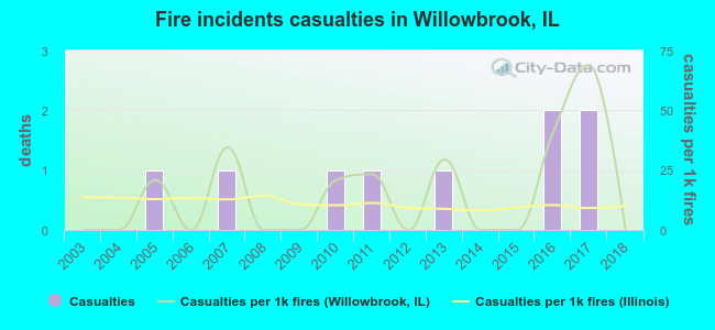 Fire incidents casualties in Willowbrook, IL