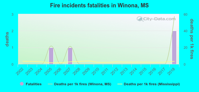 Fire incidents fatalities in Winona, MS