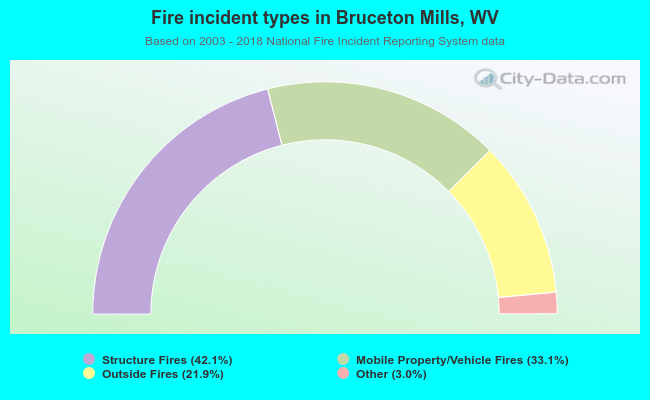 Fire incident types in Bruceton Mills, WV
