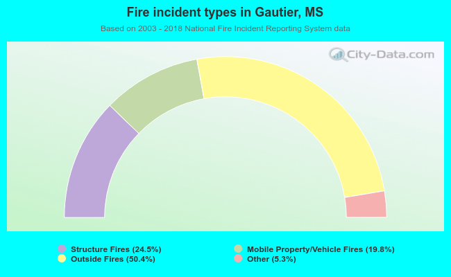 Fire incident types in Gautier, MS