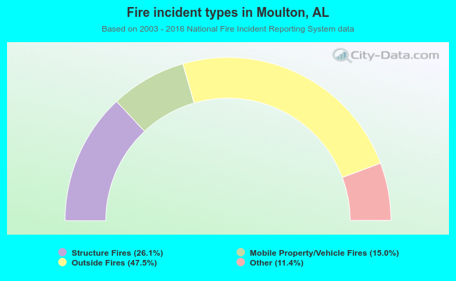 Fire incident types in Moulton, AL