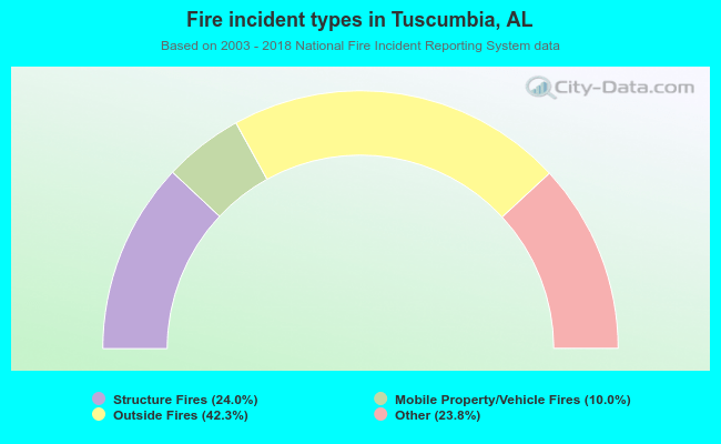 Fire incident types in Tuscumbia, AL