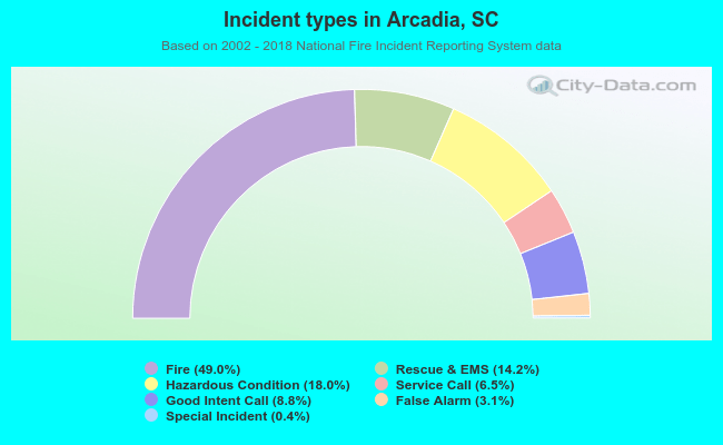 Incident types in Arcadia, SC