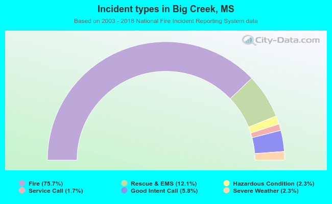 Incident types in Big Creek, MS