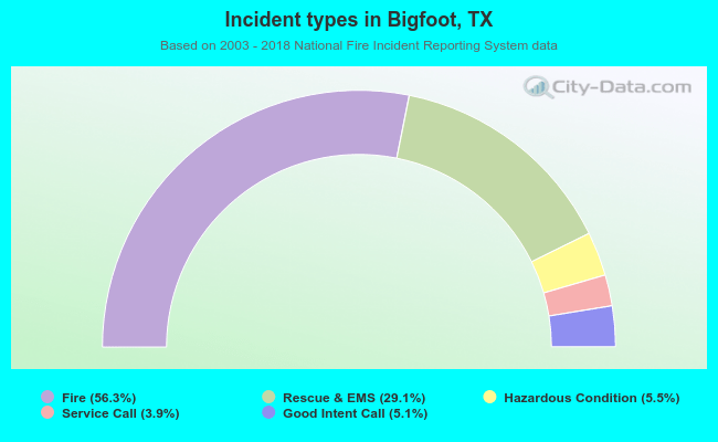 Incident types in Bigfoot, TX