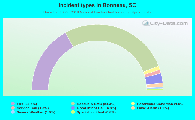Incident types in Bonneau, SC