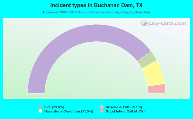Incident types in Buchanan Dam, TX