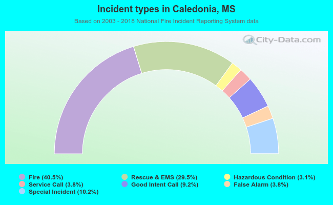 Incident types in Caledonia, MS
