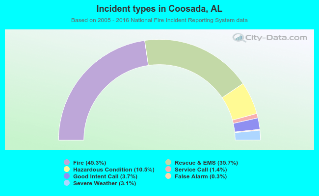 Incident types in Coosada, AL