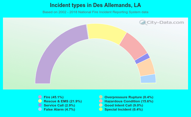 Incident types in Des Allemands, LA