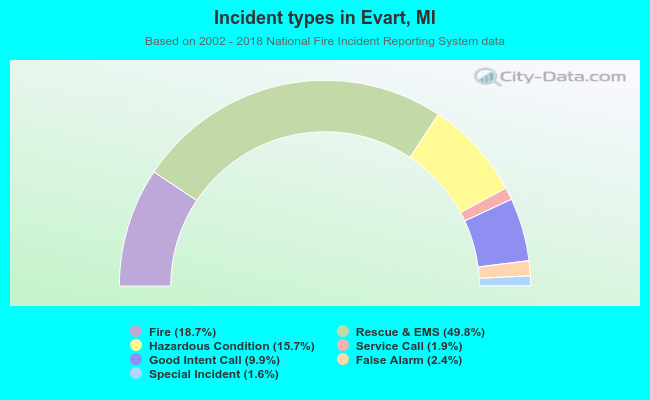 Incident types in Evart, MI