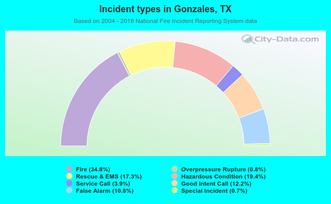 Incident types in Gonzales, TX