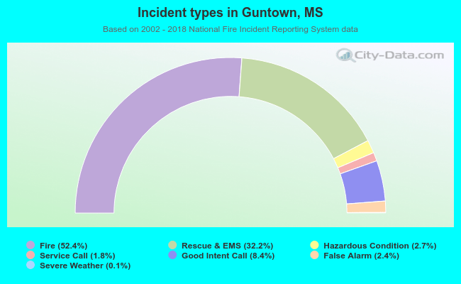 Incident types in Guntown, MS