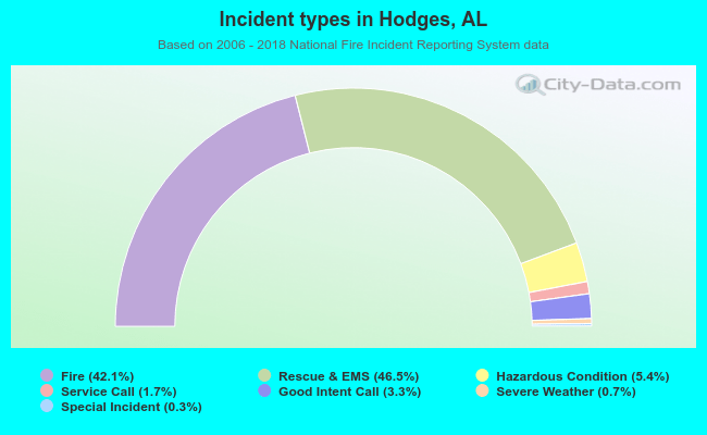 Incident types in Hodges, AL