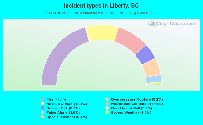 Incident types in Liberty, SC