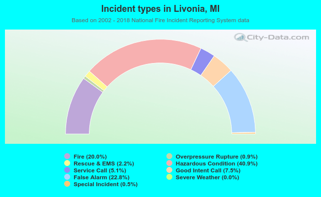 Incident types in Livonia, MI