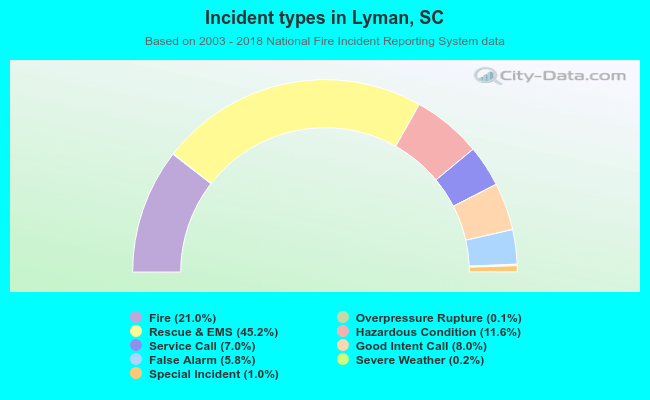 Incident types in Lyman, SC