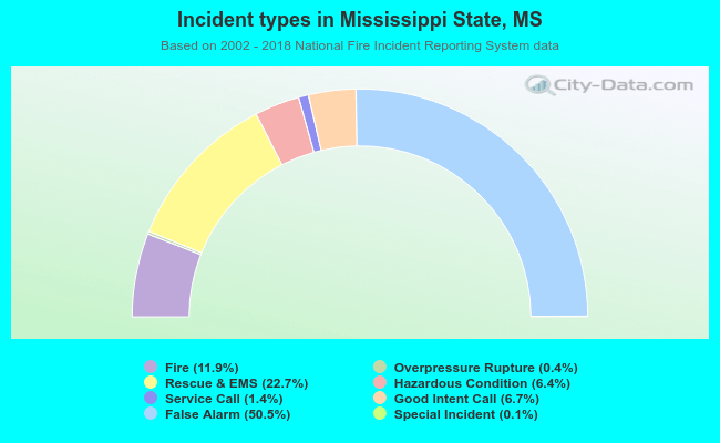 Incident types in Mississippi State, MS