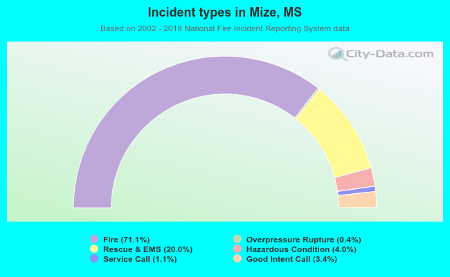 Incident types in Mize, MS