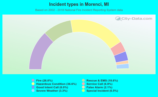 Incident types in Morenci, MI