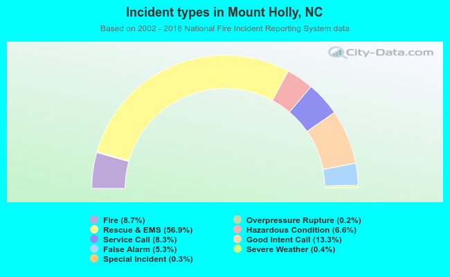 Incident types in Mount Holly, NC