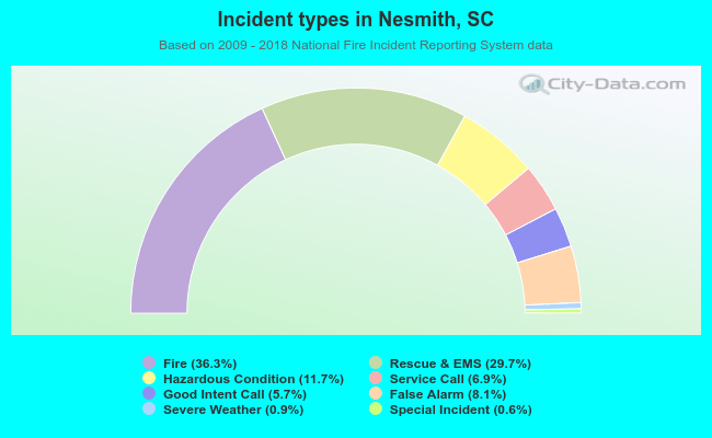 Incident types in Nesmith, SC