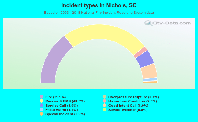 Incident types in Nichols, SC