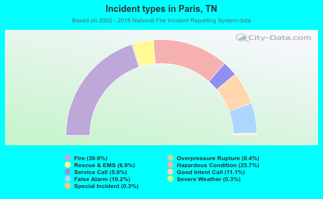 Incident types in Paris, TN