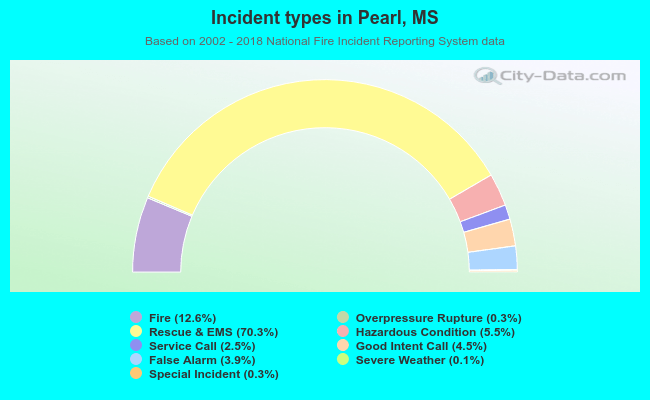 Incident types in Pearl, MS