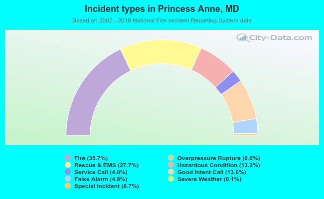 Incident types in Princess Anne, MD