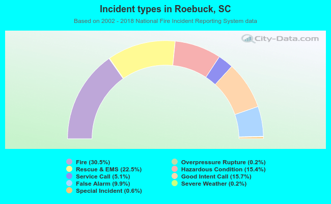 Incident types in Roebuck, SC