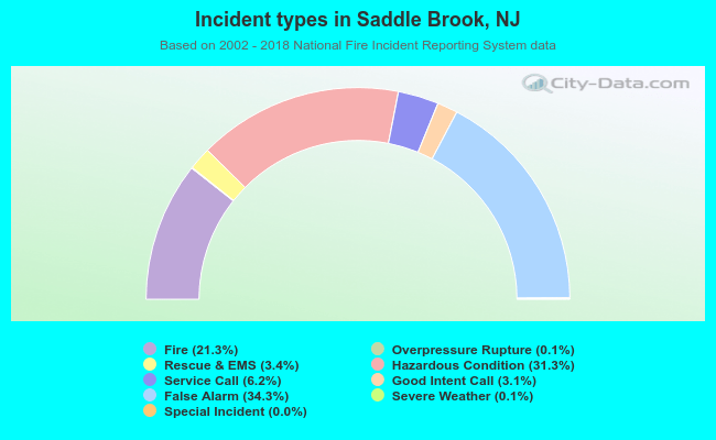Incident types in Saddle Brook, NJ