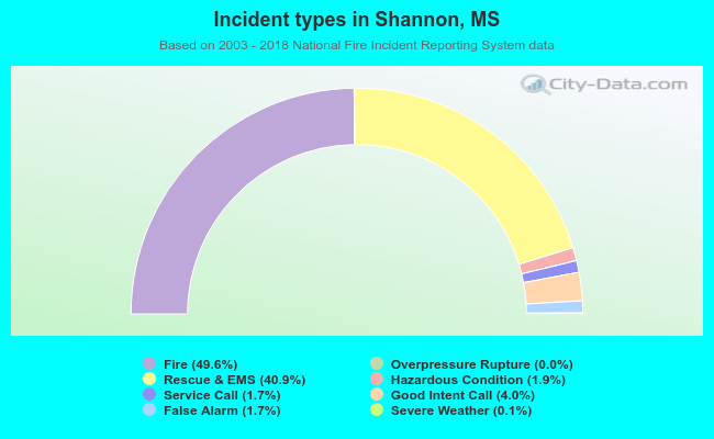 Incident types in Shannon, MS