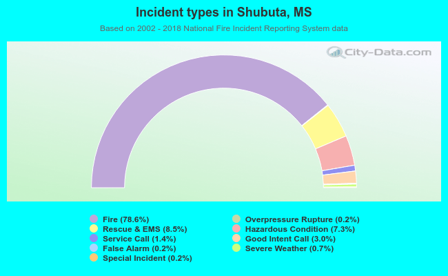 Incident types in Shubuta, MS