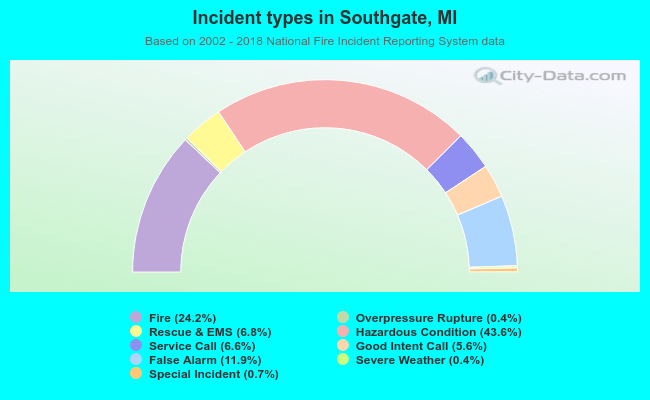 Incident types in Southgate, MI