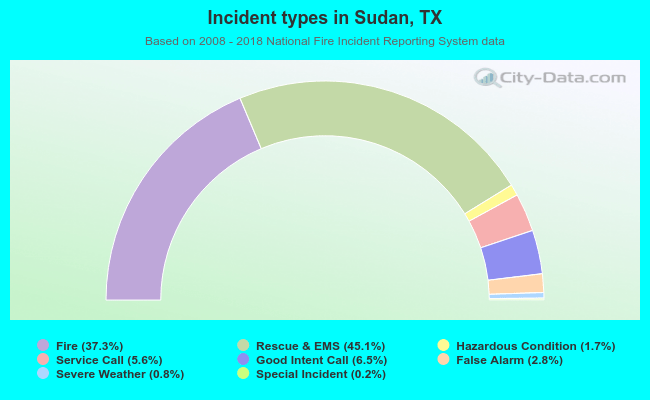 Incident types in Sudan, TX