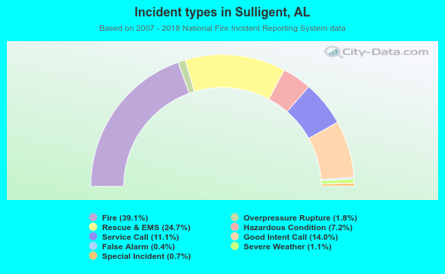 Incident types in Sulligent, AL