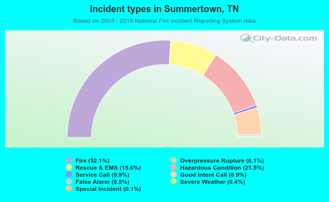 Incident types in Summertown, TN