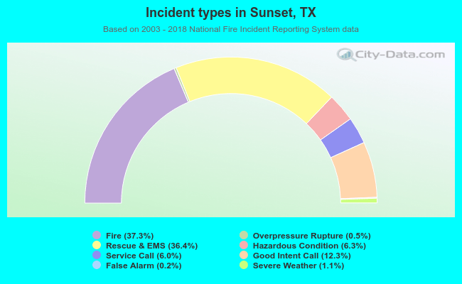 Incident types in Sunset, TX