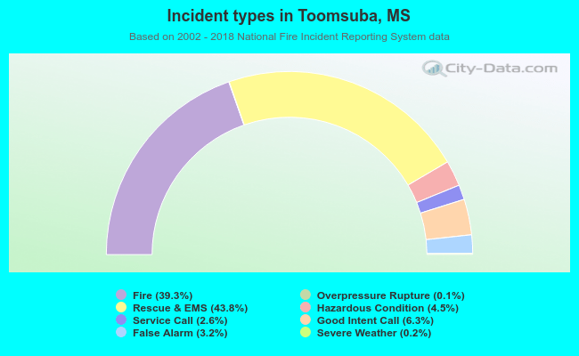 Incident types in Toomsuba, MS
