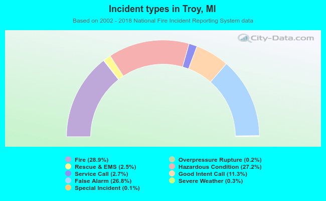 Incident types in Troy, MI