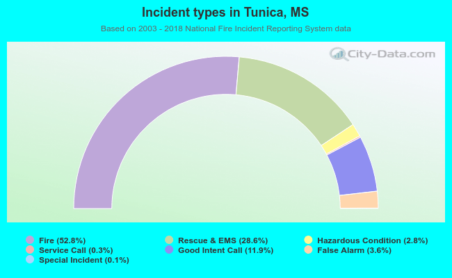 Incident types in Tunica, MS