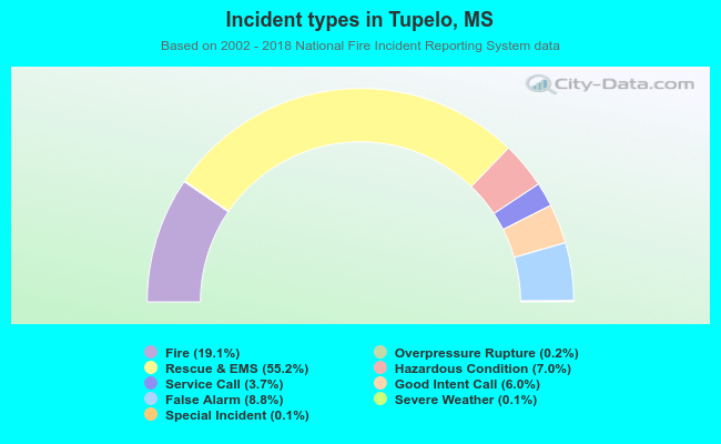 Incident types in Tupelo, MS