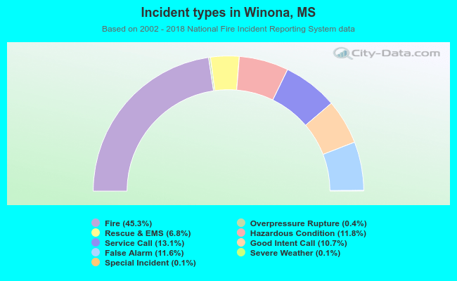 Incident types in Winona, MS