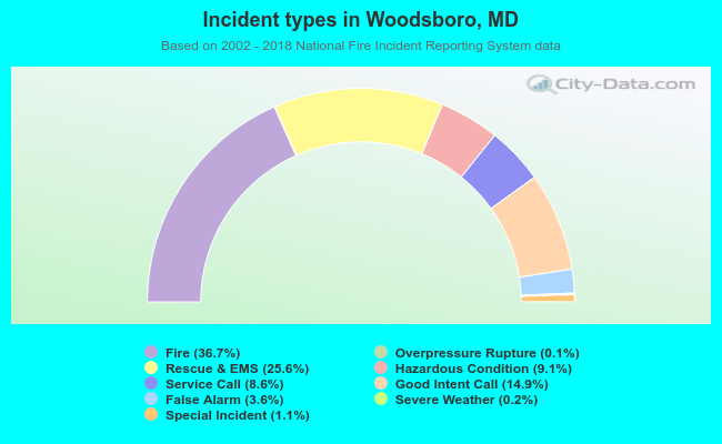 Incident types in Woodsboro, MD