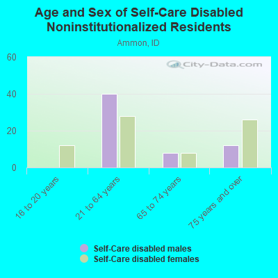 Age and Sex of Self-Care Disabled Noninstitutionalized Residents